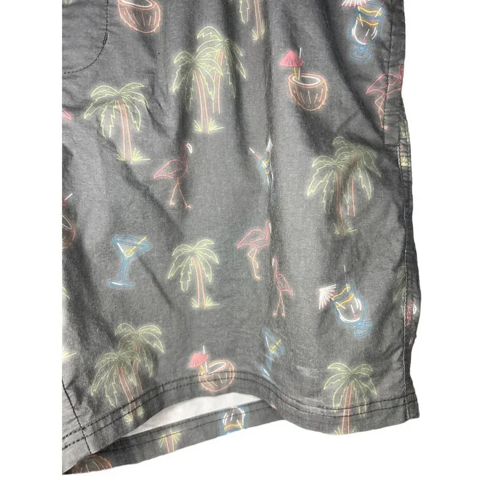 Goodfellow Flamingo & Palm Trees Swim Trunks - Men’s XL‎